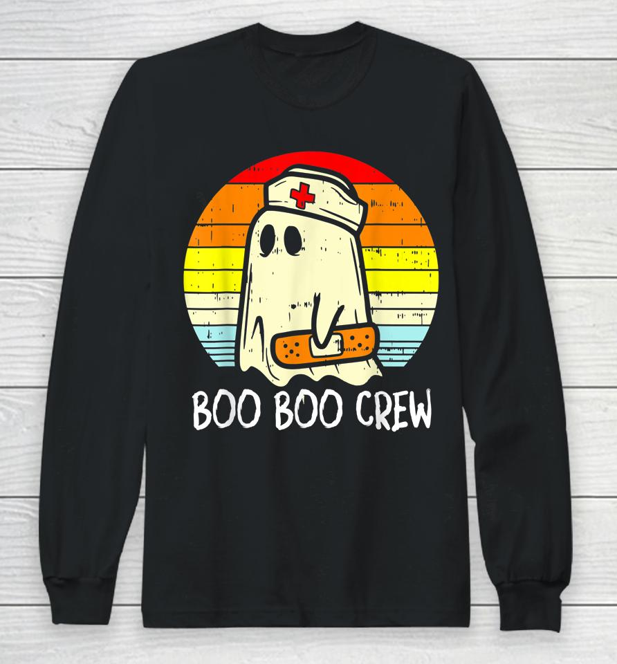 Boo Boo Crew Nurse Ghost Funny Halloween Costume Long Sleeve T-Shirt