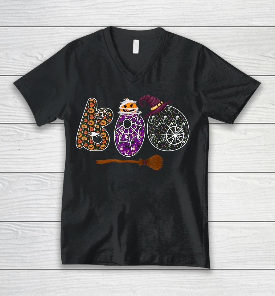 Boo Halloween Spiders Ghosts For Girls Unisex V-Neck T-Shirt