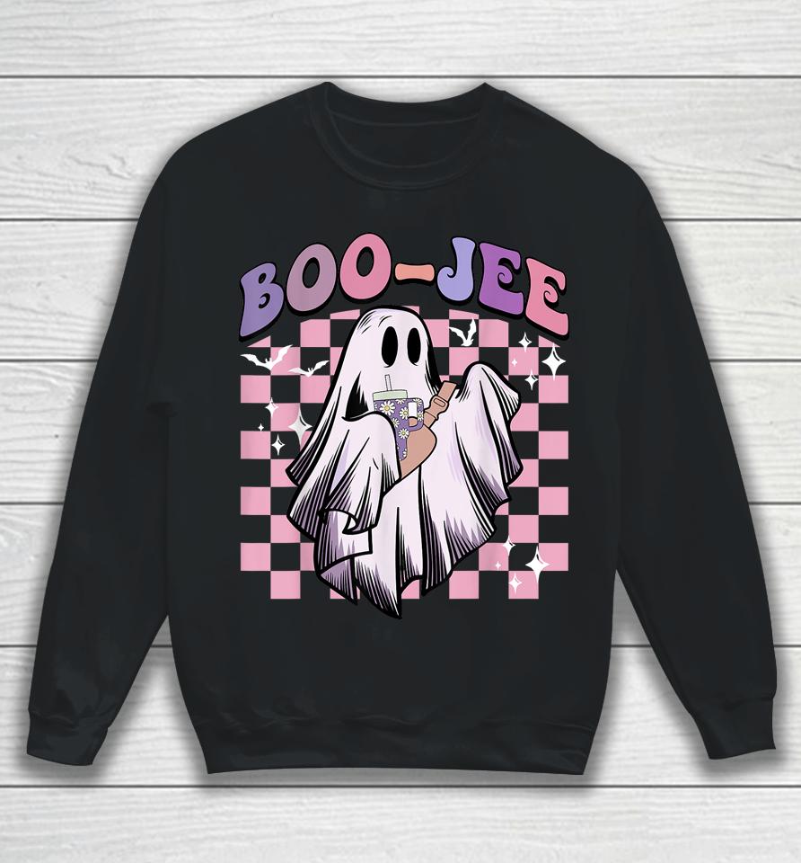 Boo Jee Funny Ghost Groovy Happy Halloween Spooky Season Sweatshirt