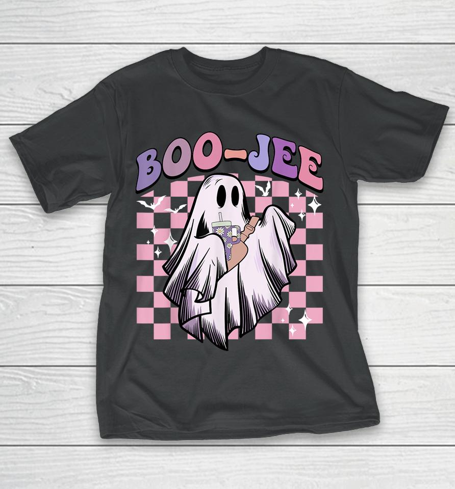 Boo Jee Funny Ghost Groovy Happy Halloween Spooky Season T-Shirt