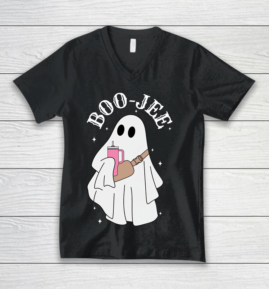 Boo-Jee Stanley Tumbler Inspired Ghost Halloween Spooky Unisex V-Neck T-Shirt