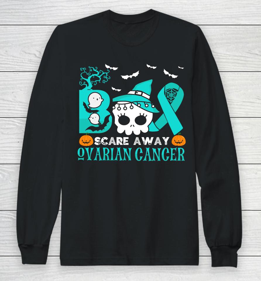 Boo Scare Away Ovarian Cancer Halloween Long Sleeve T-Shirt