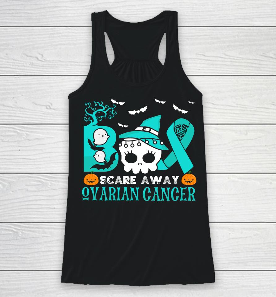 Boo Scare Away Ovarian Cancer Halloween Racerback Tank