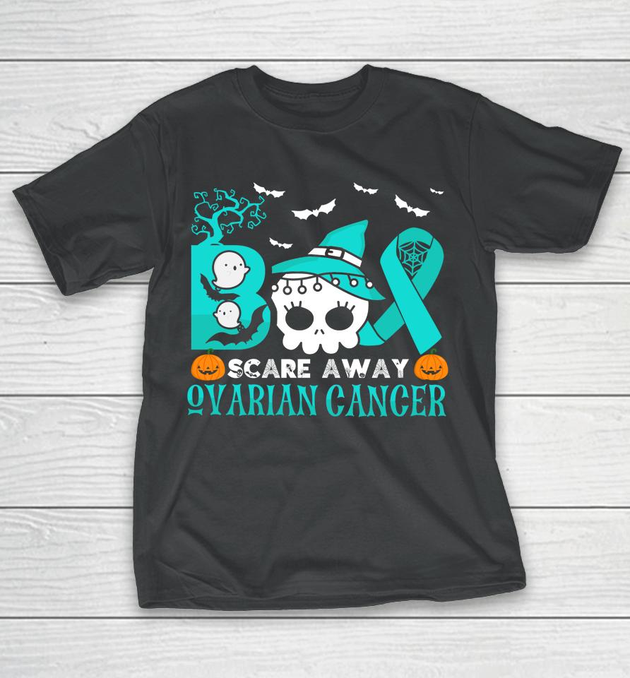 Boo Scare Away Ovarian Cancer Halloween T-Shirt