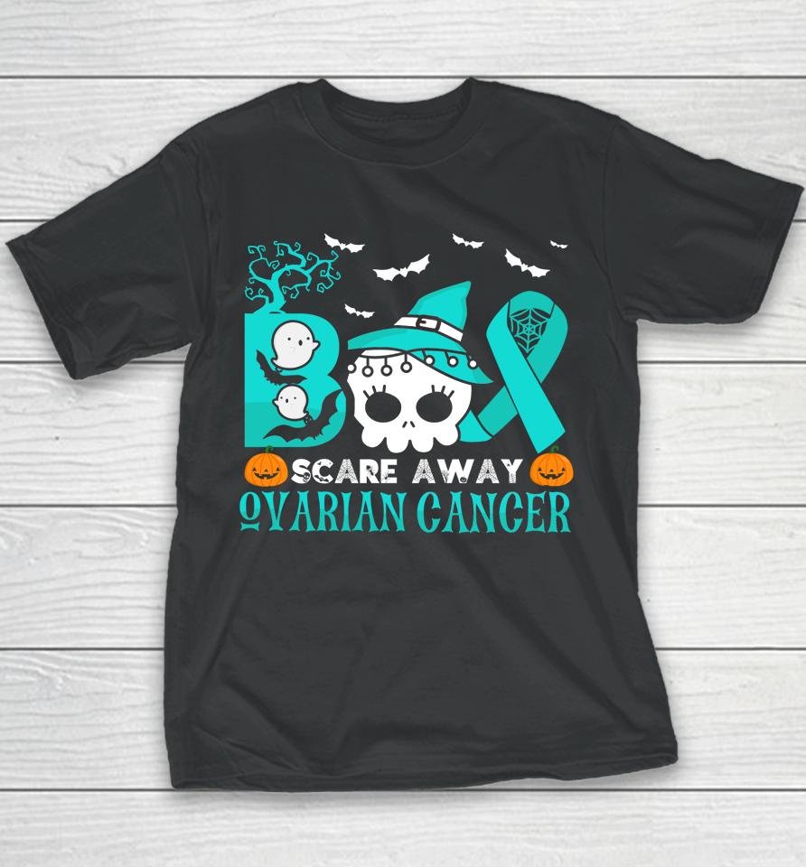 Boo Scare Away Ovarian Cancer Halloween Youth T-Shirt