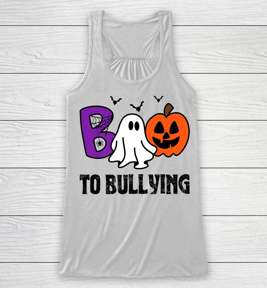 Boo To Bullying Ghost Pumpkin Orange Anti Bully Unity Day Racerback Tank