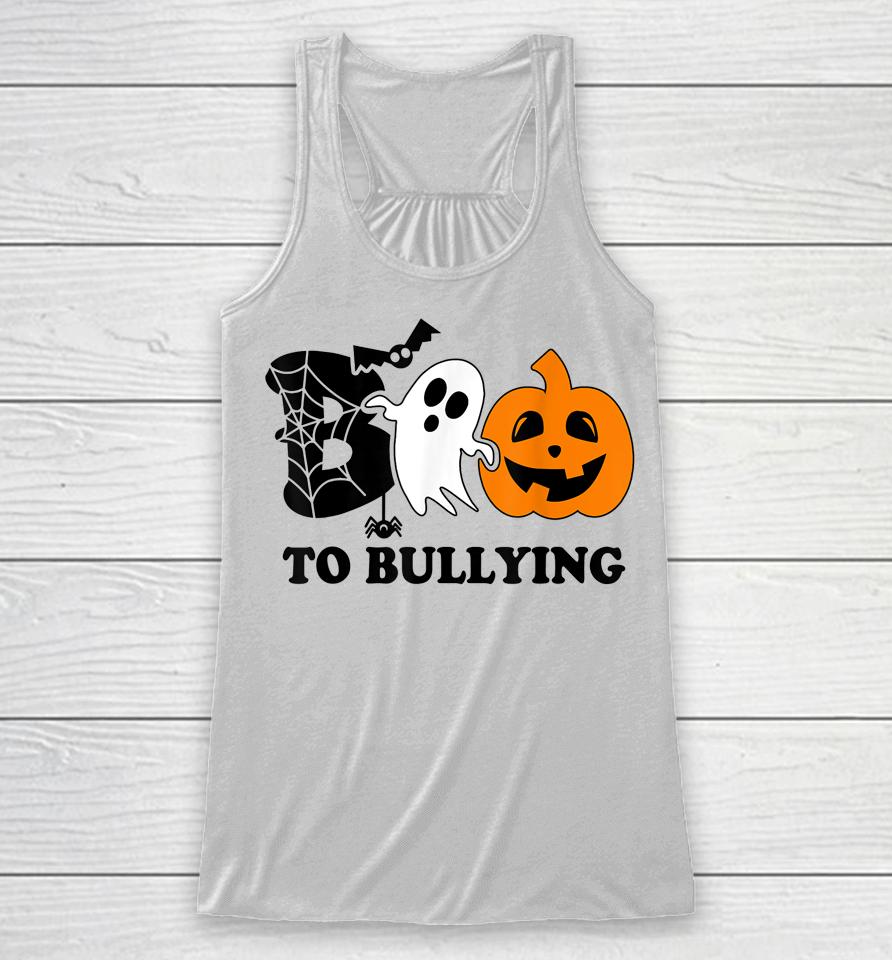 Boo To Bullying Orange Anti Bullying Unity Day Halloween Kid Racerback Tank