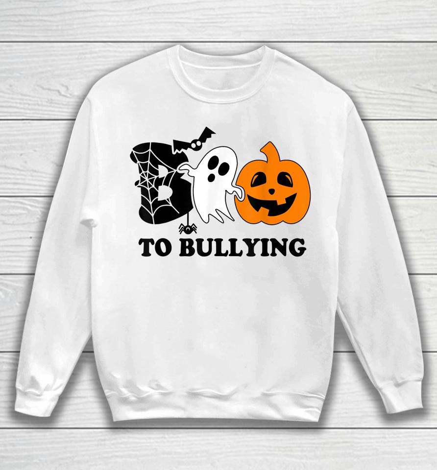 Boo To Bullying Orange Anti Bullying Unity Day Halloween Kid Sweatshirt