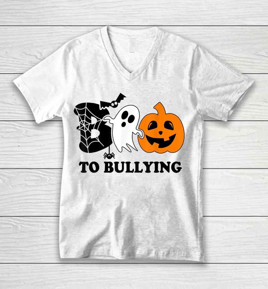 Boo To Bullying Orange Anti Bullying Unity Day Halloween Kid Unisex V-Neck T-Shirt
