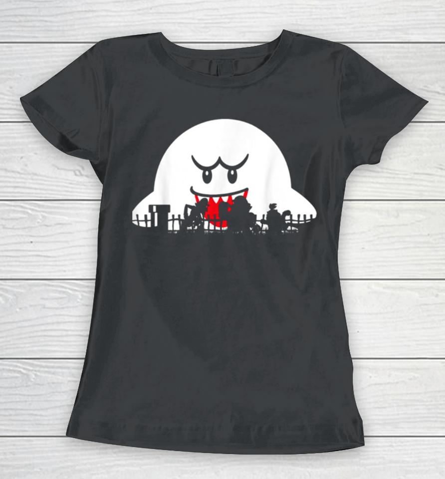 Boo Trick Or Treat Halloween Silhouette Women T-Shirt