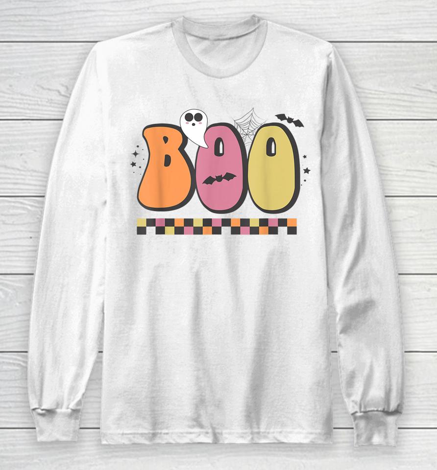 Boo With Ghost &Amp; Pumpkins For Halloween Long Sleeve T-Shirt