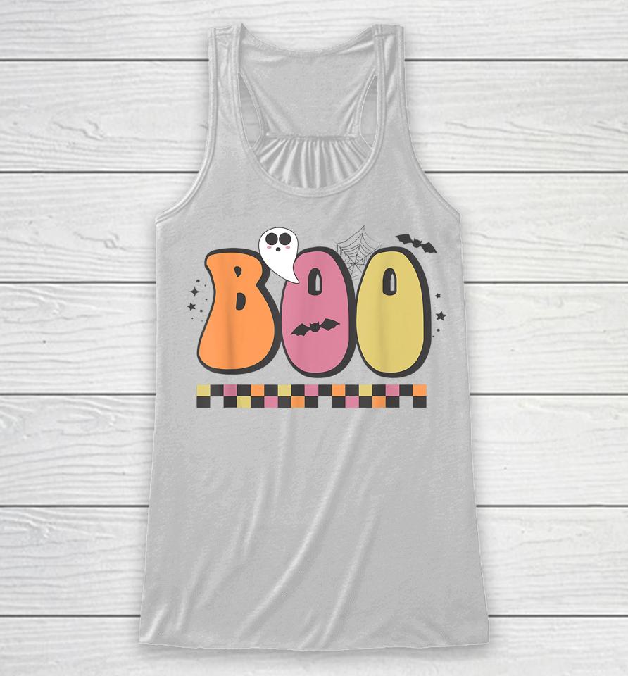 Boo With Ghost &Amp; Pumpkins For Halloween Racerback Tank