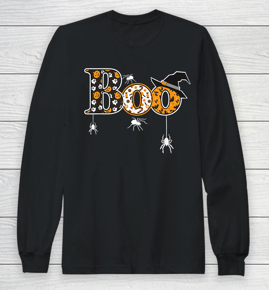 Boo With Spiders Halloween Long Sleeve T-Shirt