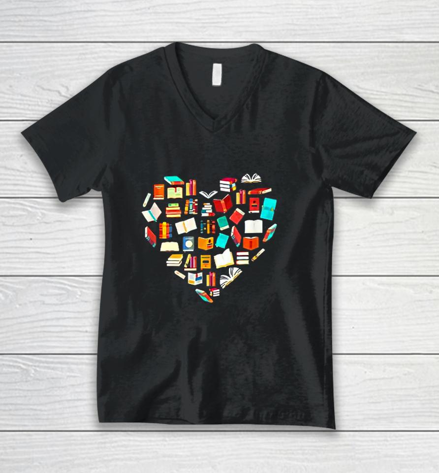 Book Lovers Valentines Day Unisex V-Neck T-Shirt