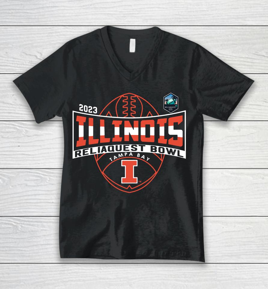 Bookstore Illinois Football 2023 Reliaquest Bowl Unisex V-Neck T-Shirt