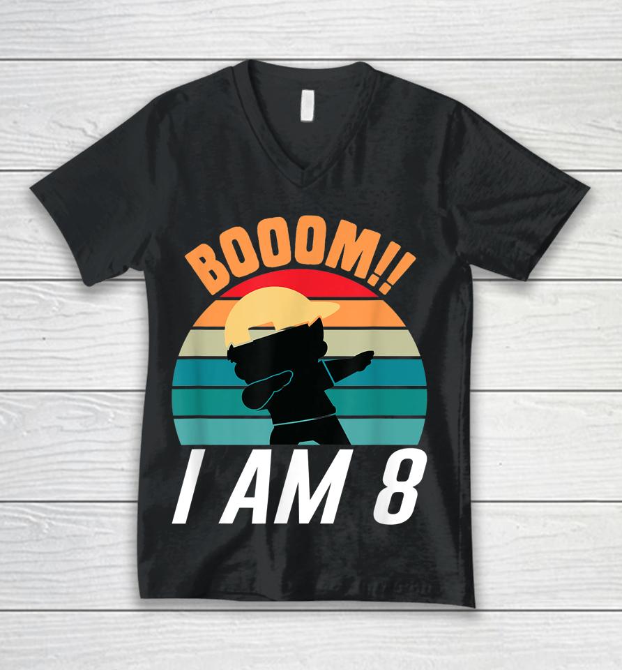 Boom I Am 8 Dabbing Boys 8Th Birthday Eight Years Unisex V-Neck T-Shirt