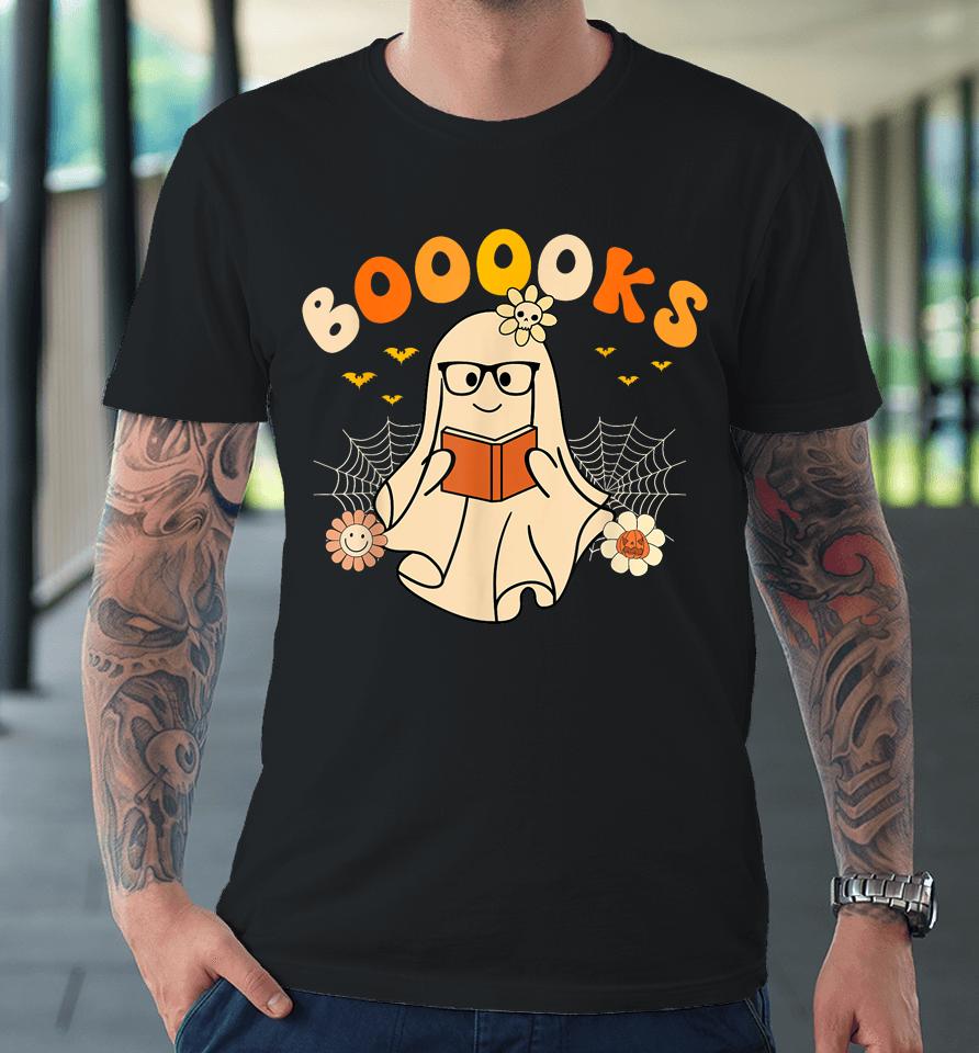 Booooks Cute Ghost Reading Library Books Halloween Premium T-Shirt