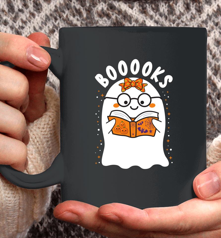Booooks Cute Ghost Reading Library Books Halloween Teacher Coffee Mug