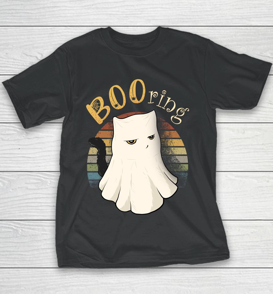 Booring Halloween Pun Cat Lover Youth T-Shirt
