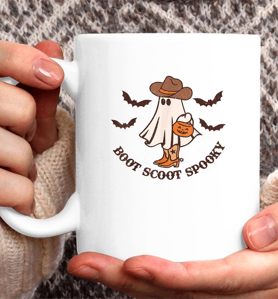 Boot Scoot Spooky Cowboy Ghost Groovy Retro Halloween Coffee Mug