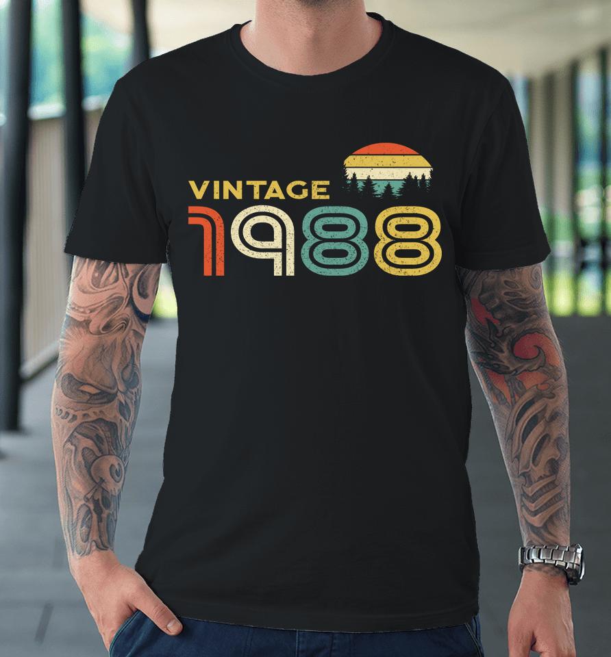Born In 1988 Birthday Vintage Retro Sunset Premium T-Shirt