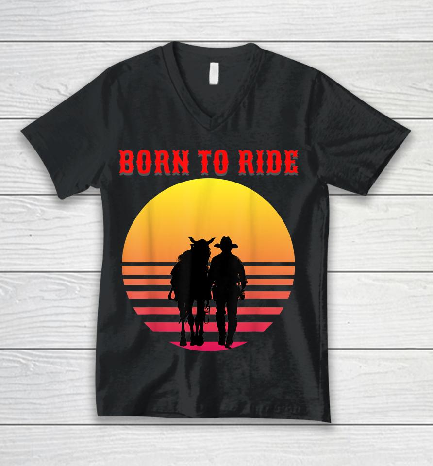 Born To Read Ride Horse Racing Unisex V-Neck T-Shirt
