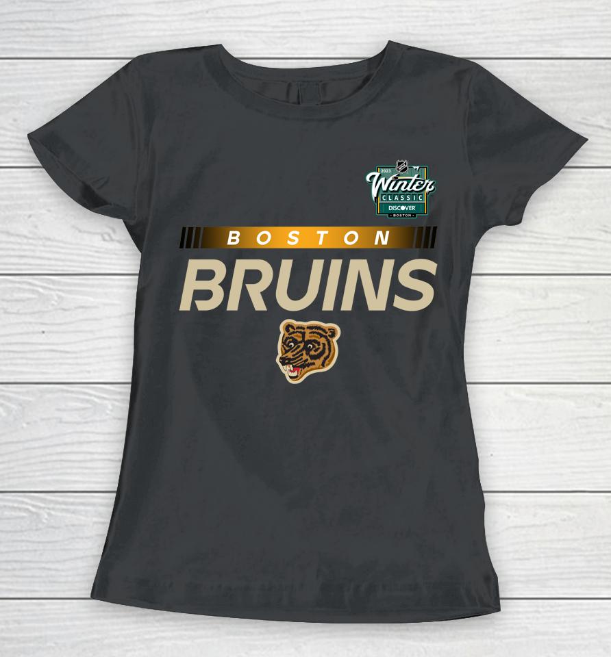 Boston Bruins Fanatics Black 2023 Nhl Winter Classic Authentic Pro Women T-Shirt