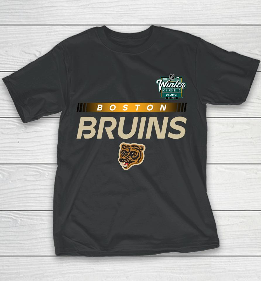 Boston Bruins Fanatics Black 2023 Nhl Winter Classic Authentic Pro Youth T-Shirt