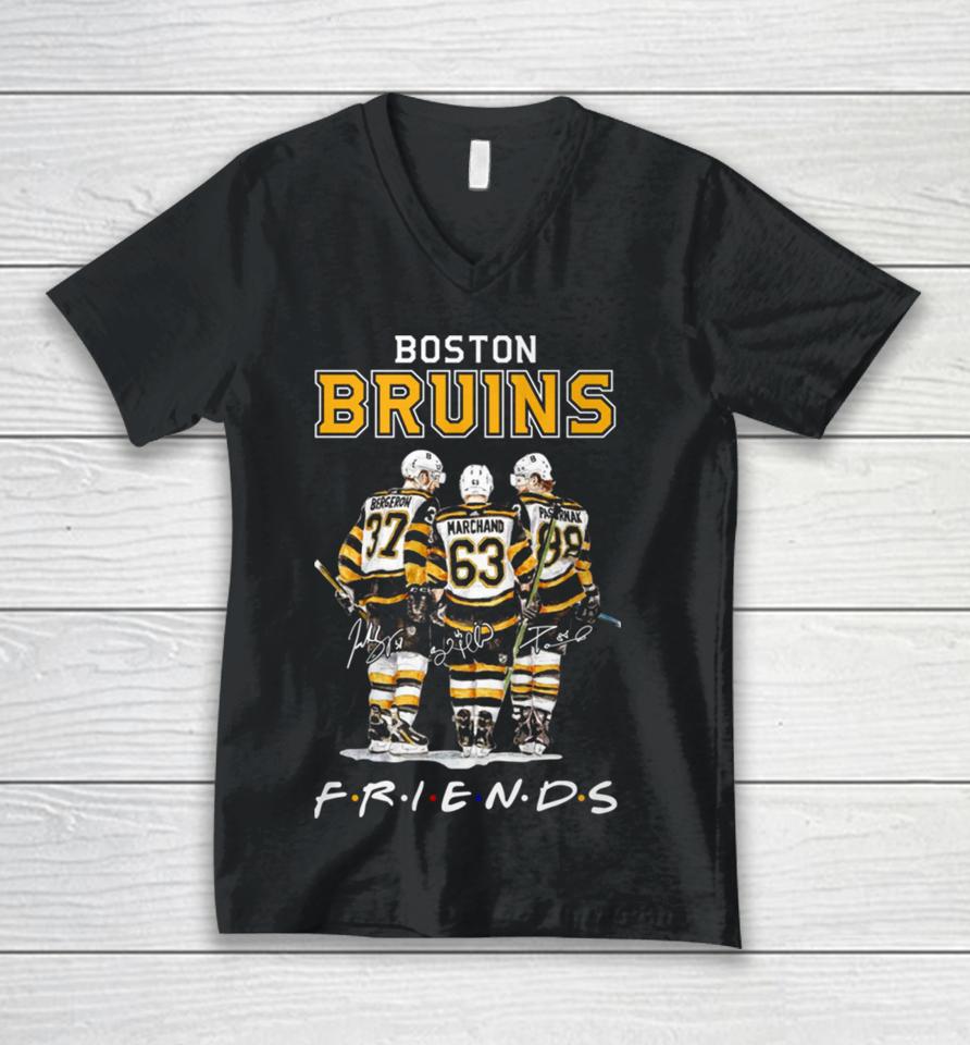 Boston Bruins Nhl Friencs Bergeron Marchand Pastrnak Unisex V-Neck T-Shirt