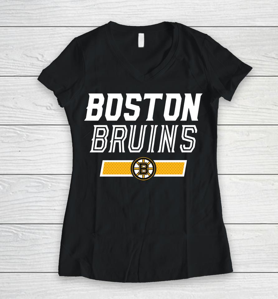 Boston Bruins Nhl Levelwear Black Richmond Undisputed Women V-Neck T-Shirt