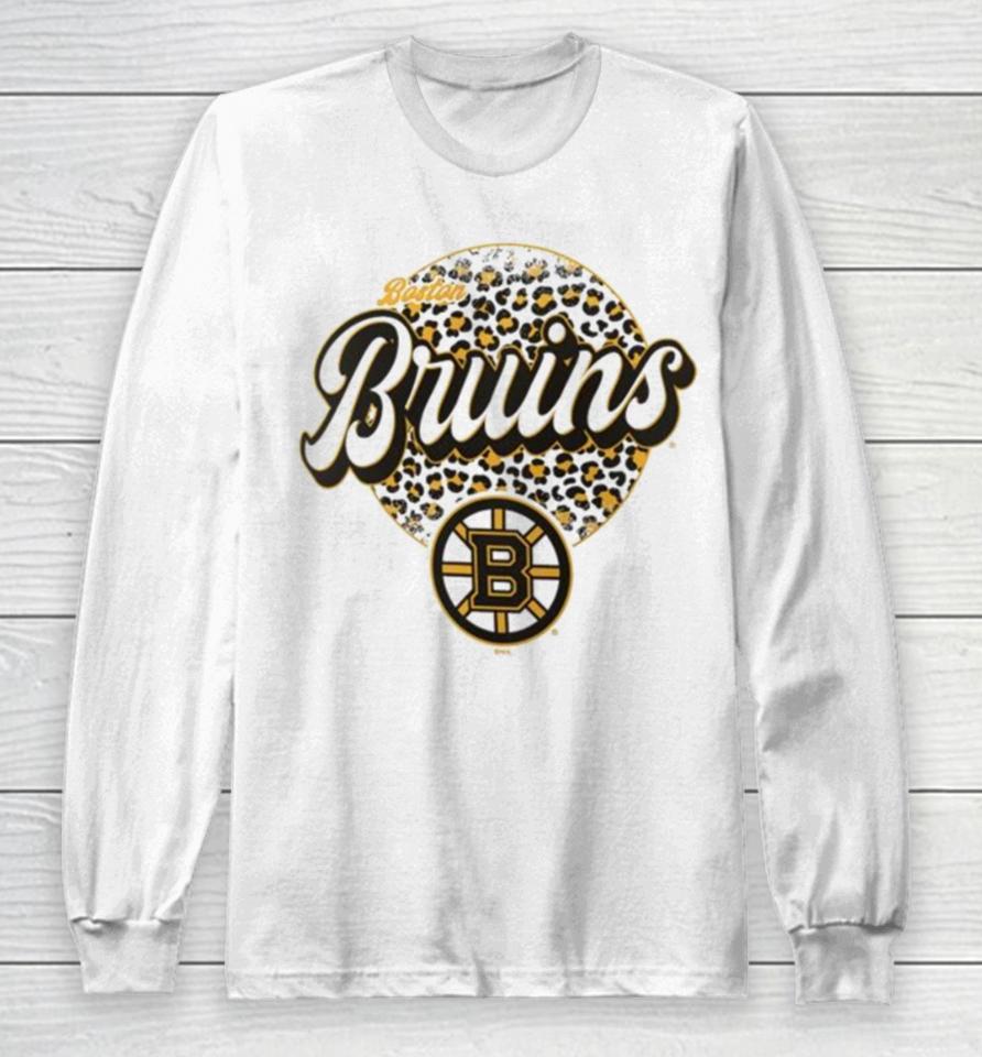 Boston Bruins Nhl Personalized Leopard Print Logo Long Sleeve T-Shirt