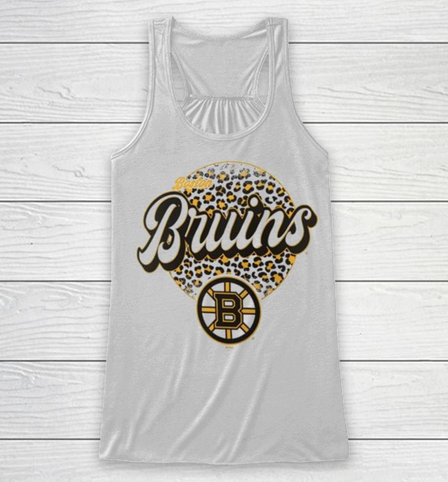 Boston Bruins Nhl Personalized Leopard Print Logo Racerback Tank