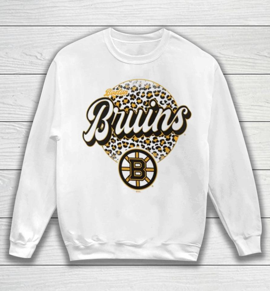 Boston Bruins Nhl Personalized Leopard Print Logo Sweatshirt