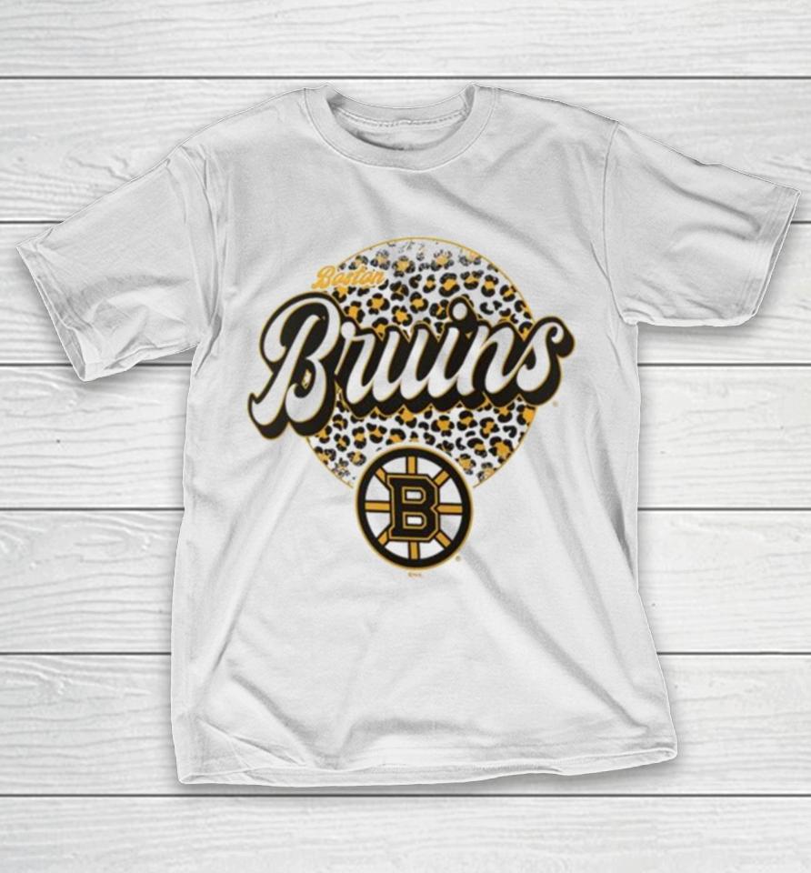 Boston Bruins Nhl Personalized Leopard Print Logo T-Shirt