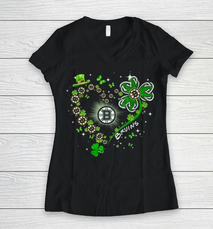 Boston Bruins St. Patrick’s Day 2024 Women V-Neck T-Shirt
