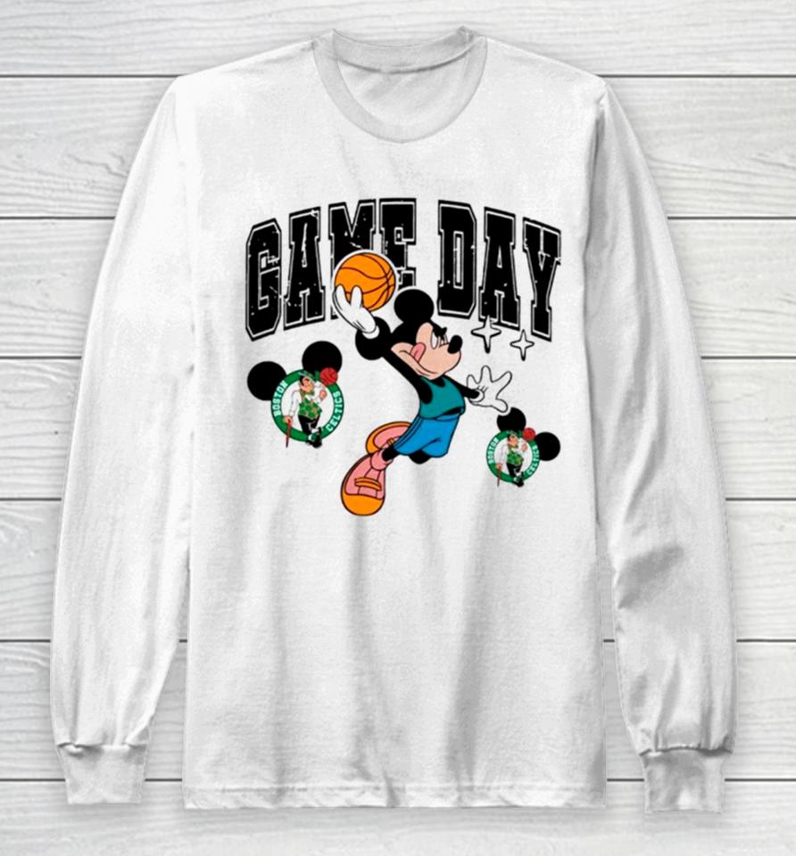 Boston Celtics Mickey Basketball Game Day Retro Long Sleeve T-Shirt