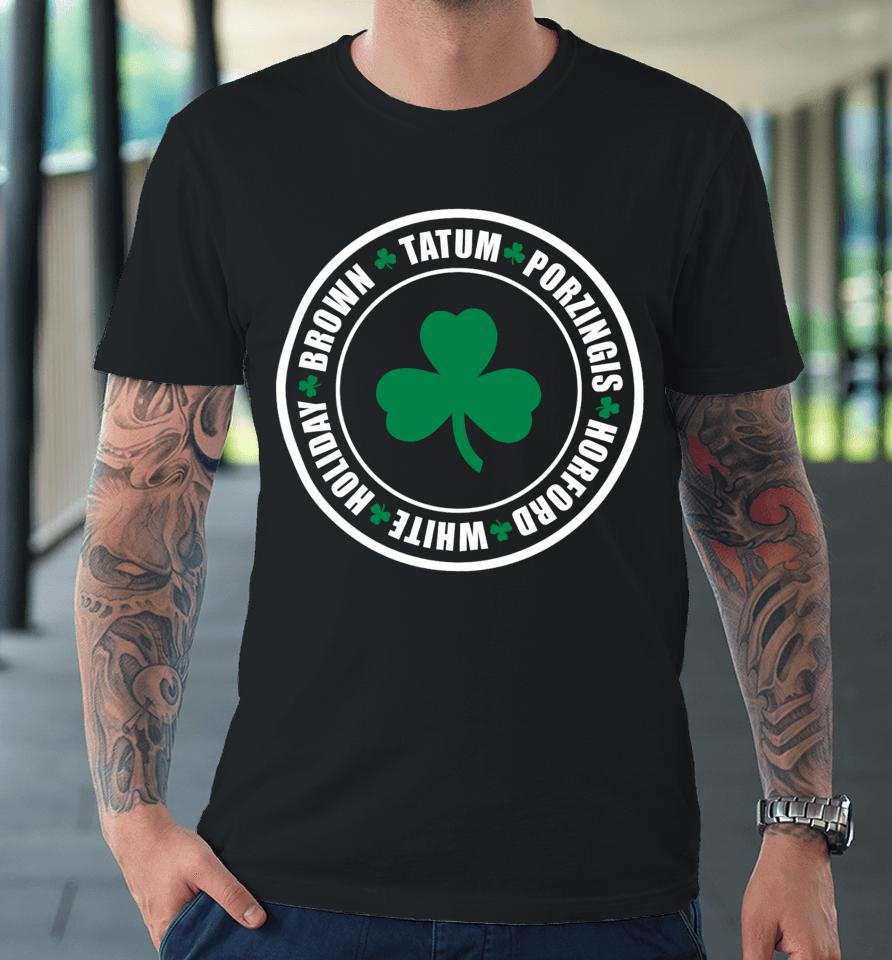 Boston Celtics Tatum Porzingis Horford White Holiday Brown Premium T-Shirt