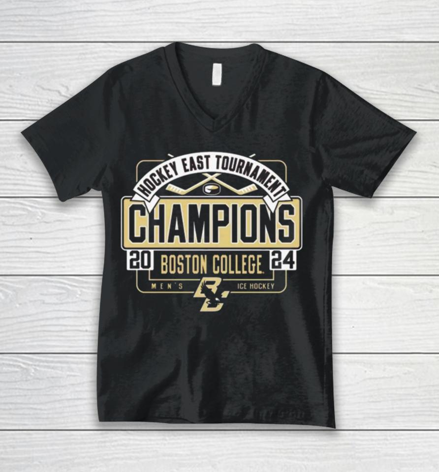 Boston College Eagles 2024 Hockey East Men’s Tournament Champions Unisex V-Neck T-Shirt