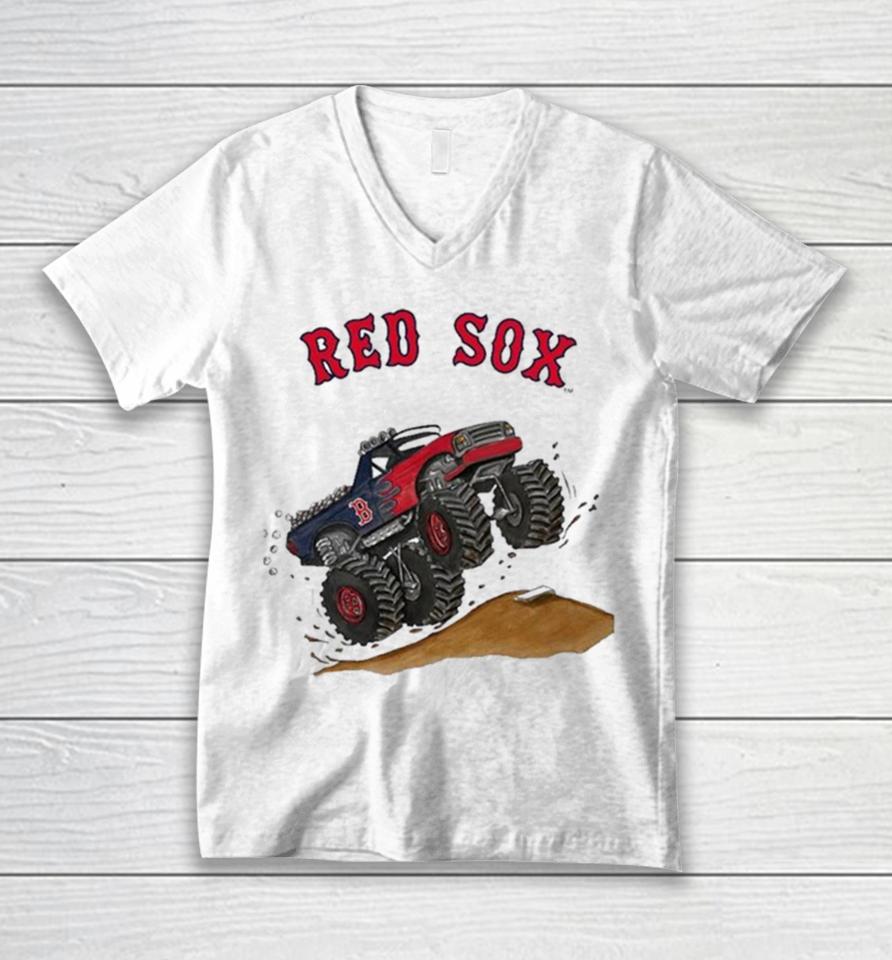 Boston Red Sox Monster Truck Mlb Unisex V-Neck T-Shirt