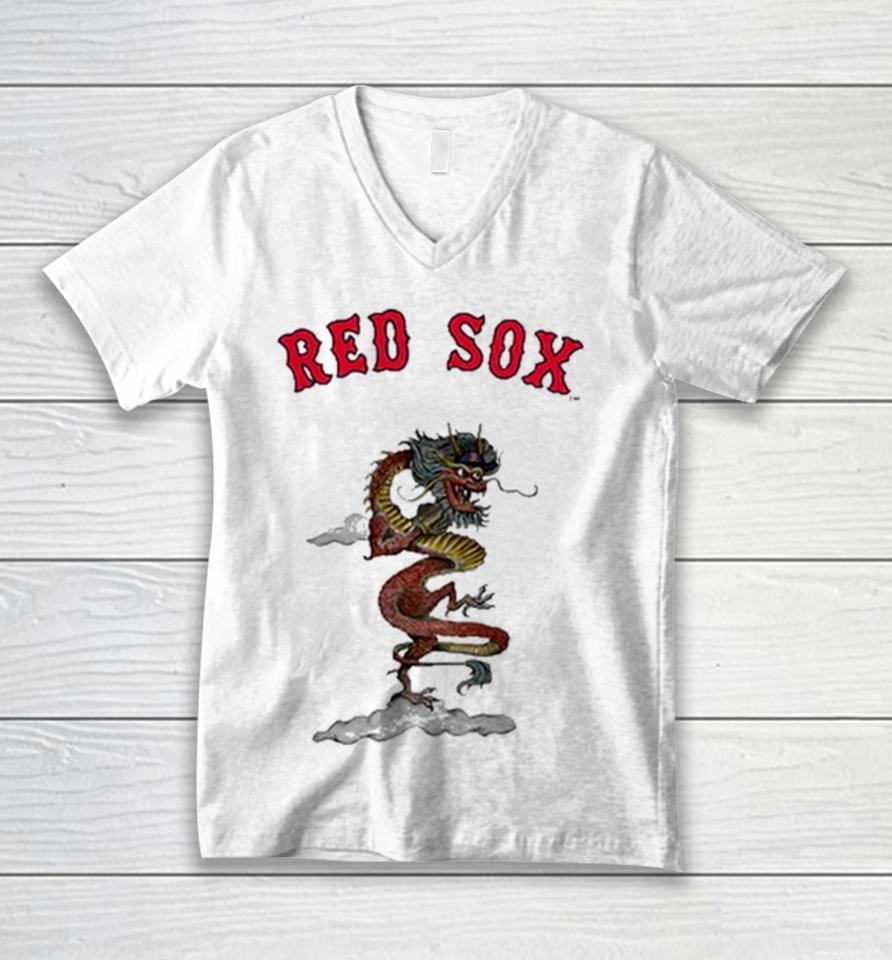 Boston Red Sox Tiny Turnip Infant 2024 Year Of The Dragon 3 4 Unisex V-Neck T-Shirt