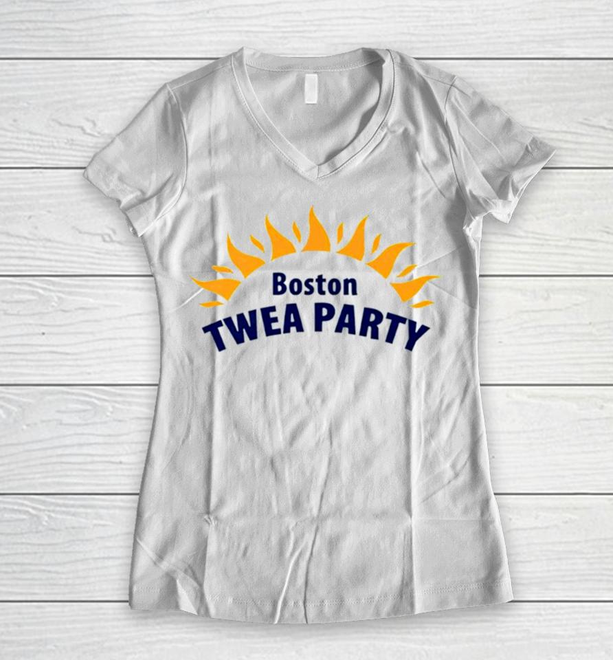 Boston Twea Party Big Logo Twisted Tea Women V-Neck T-Shirt