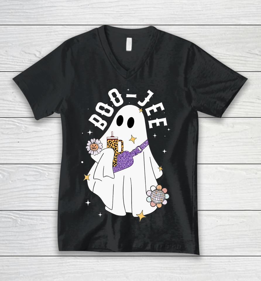Boujee Boo Jee Spooky Season Cute Ghost Halloween Costume Unisex V-Neck T-Shirt