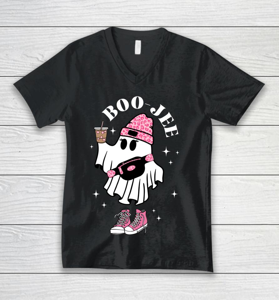 Boujee Boo-Jee Spooky Season Cute Ghost Halloween Unisex V-Neck T-Shirt