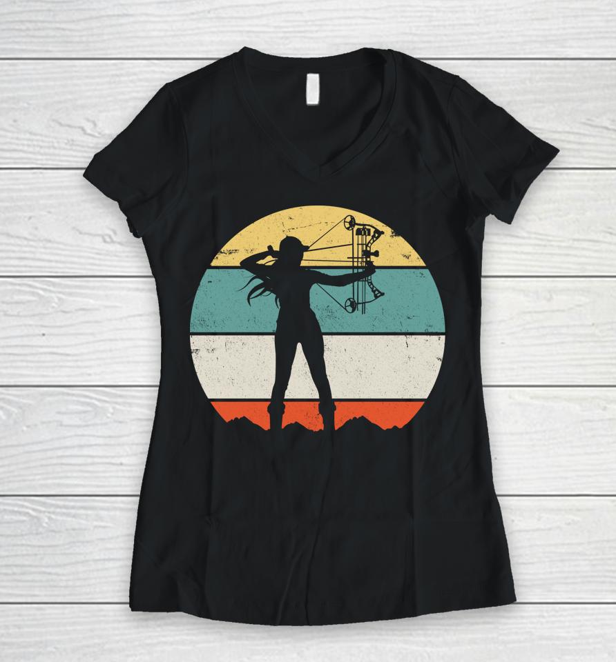 Bow Hunting Archery Women V-Neck T-Shirt