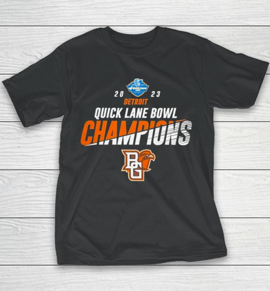 Bowling Green Falcons 2023 Quick Lane Bowl Champions Logo Youth T-Shirt