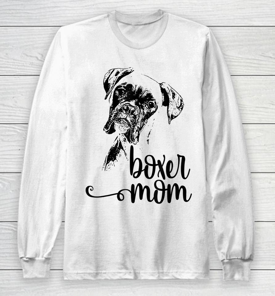 Boxer Mom Dog Face Long Sleeve T-Shirt