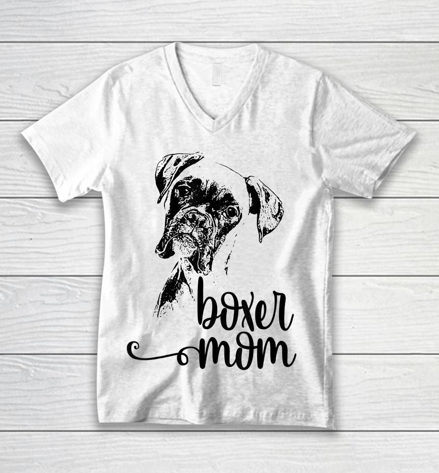 Boxer Mom Dog Face Unisex V-Neck T-Shirt