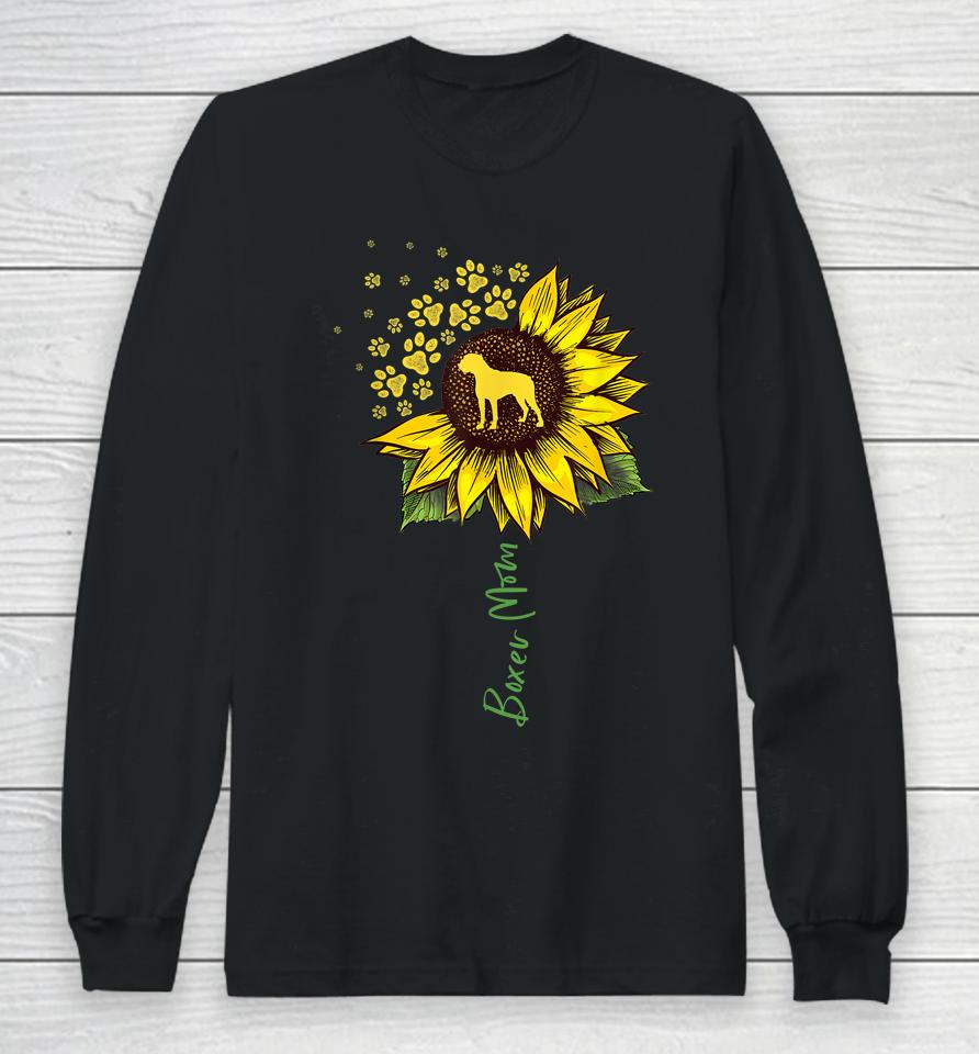Boxer Mom Sunflower Long Sleeve T-Shirt