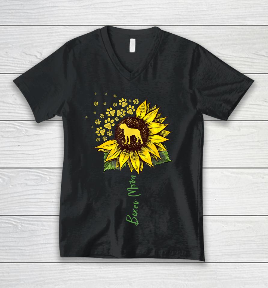 Boxer Mom Sunflower Unisex V-Neck T-Shirt