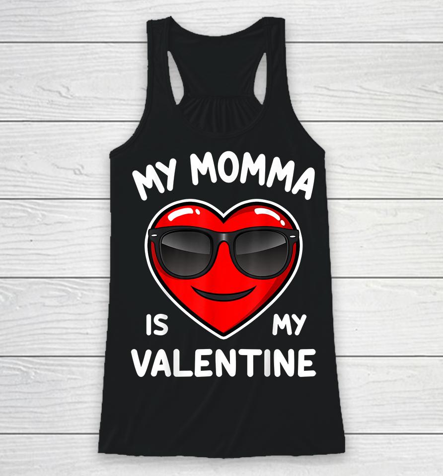 Boy My Momma Is My Valentine Heart Funny Valentine’s Day Kid Racerback Tank